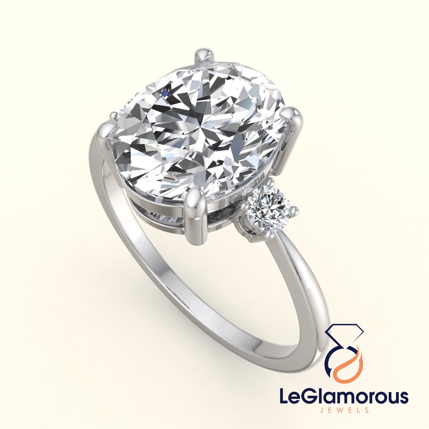 Oval Cut Three Stone Engagement Ring For Anniversary Gift