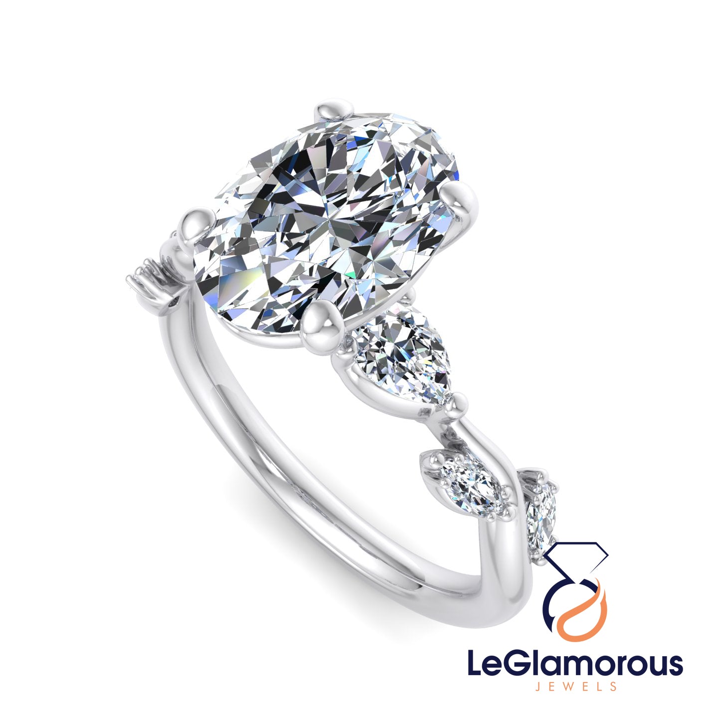 Oval Cut Lab Grown Diamond Pave Setting Engagement Ring For Anniversary Gift