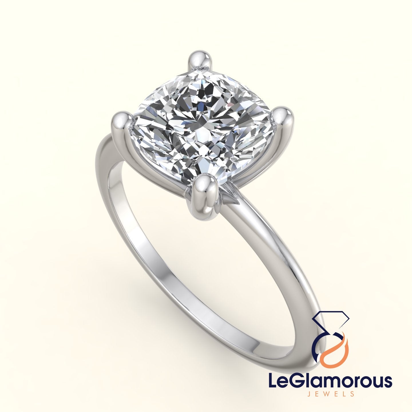 Squre Cushion Solitaire Lab Grown Engagement Ring For Anniversary Gift