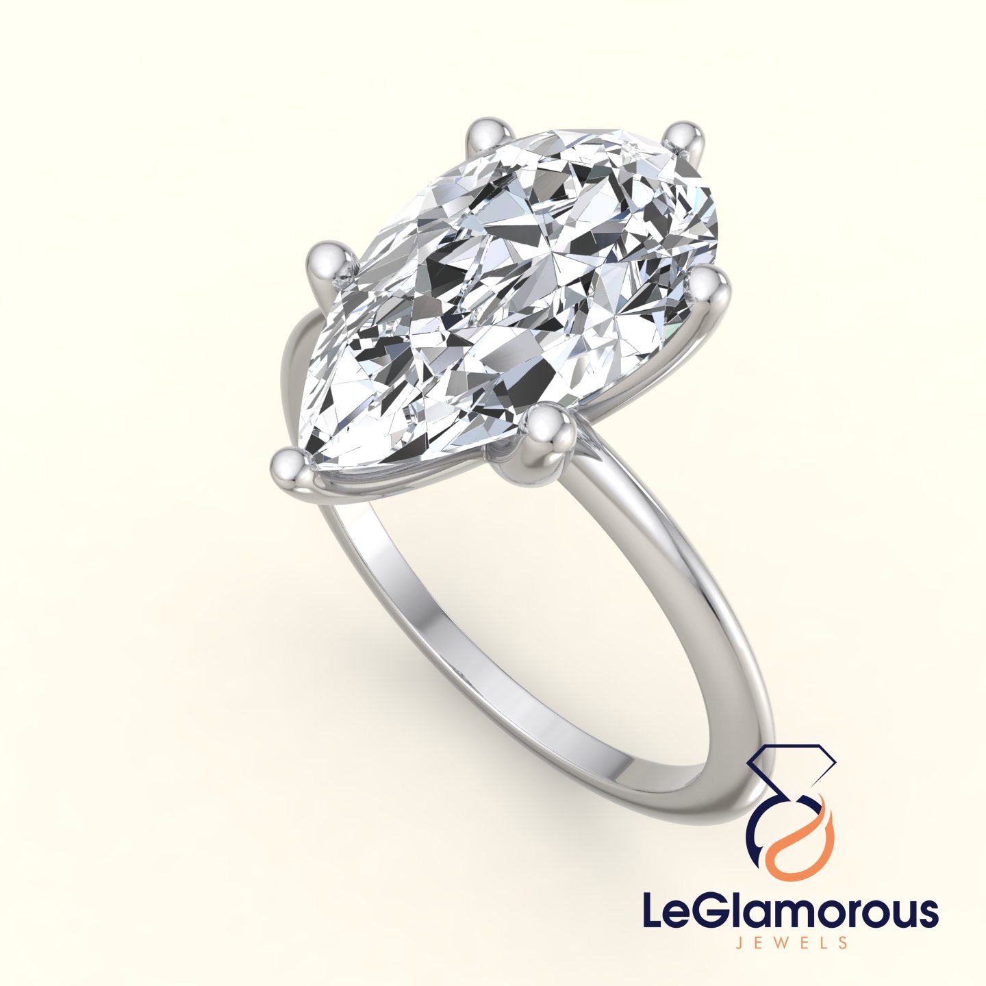 Pear Solitaire Lab Grown Diamond Engagement Ring For Wedding Gift