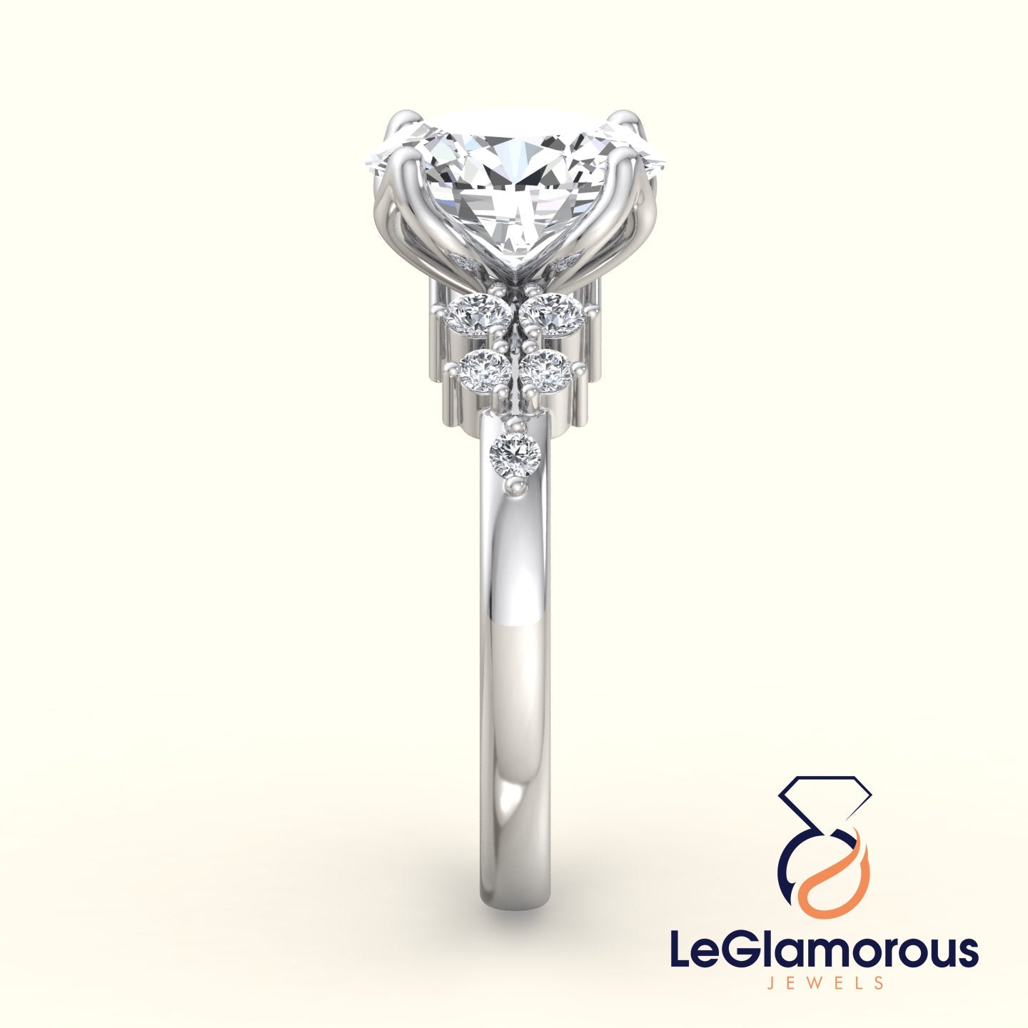 Oval Shaped Lab Grown Diamond Ring, IGI Certified Oval Cluster Engagement Ring