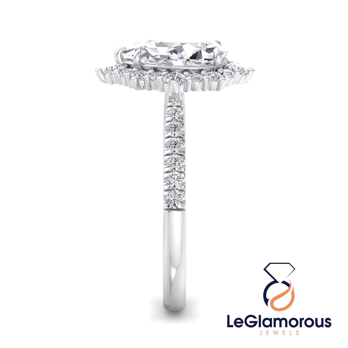 Pear Cut Lab Grown Diamond Halo Engagement Ring For Christmas Gift