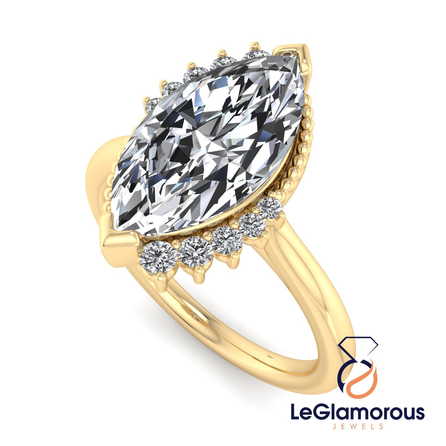 Unique Marquise Cut Lab Grown Diamond Engagement Ring For Anniversary Gift
