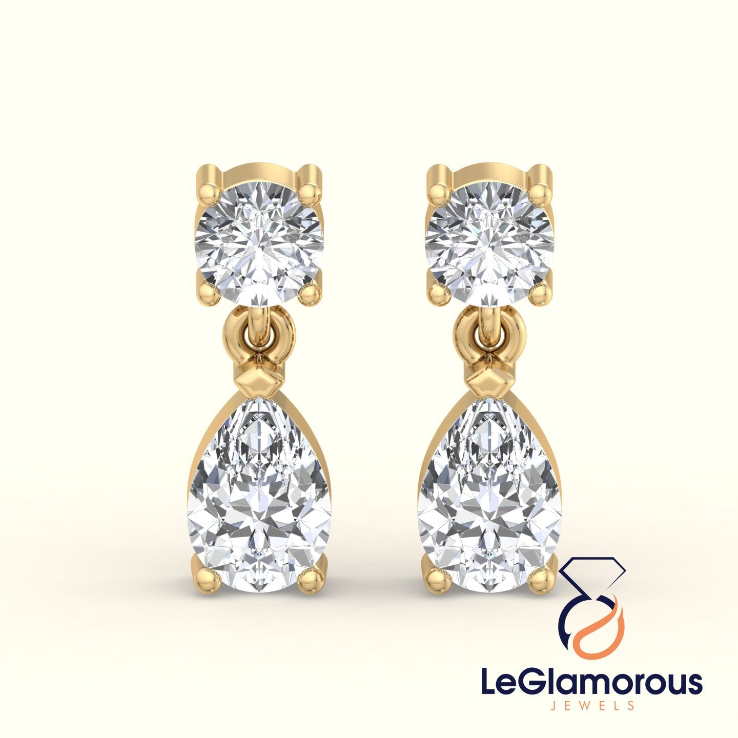 2.00 TCW Pear and Round Cut Moissanite Diamond Earrings, Dangle Drop Earrings, Moissanite Diamond Wedding Earrings