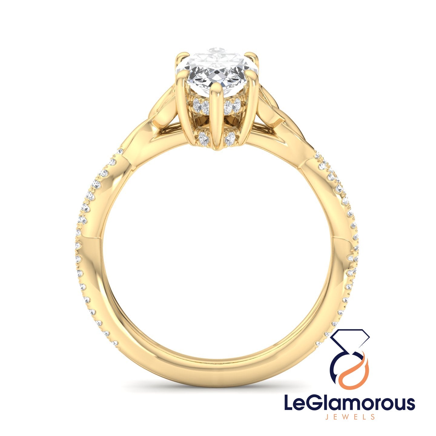 Hidden Halo Marquise Cut Pave Style Moissanite Diamond Engagement Ring For Wedding Gift