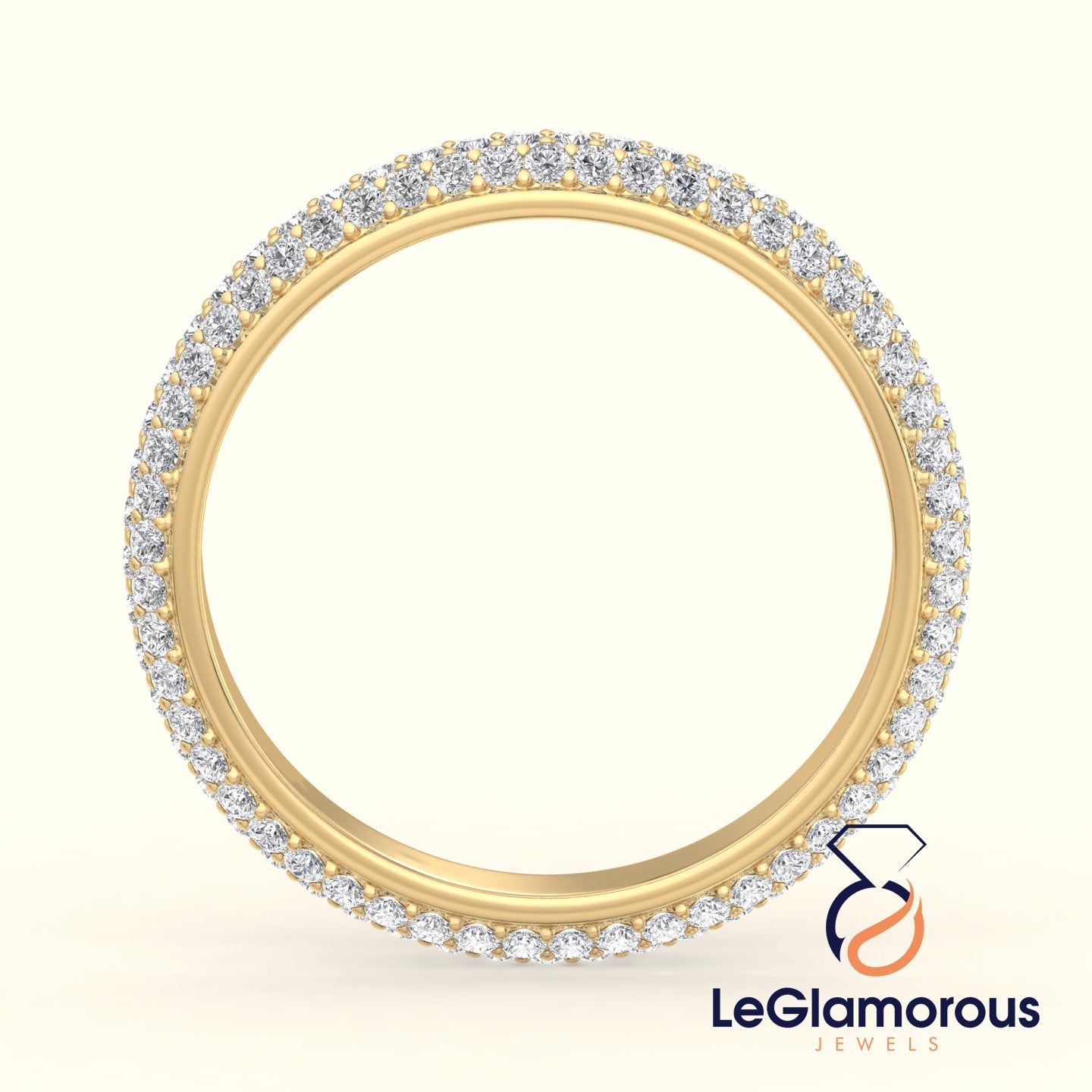 1.00 MM Round Cut Three Layer Lab Grown Full Eternity Band For Women
