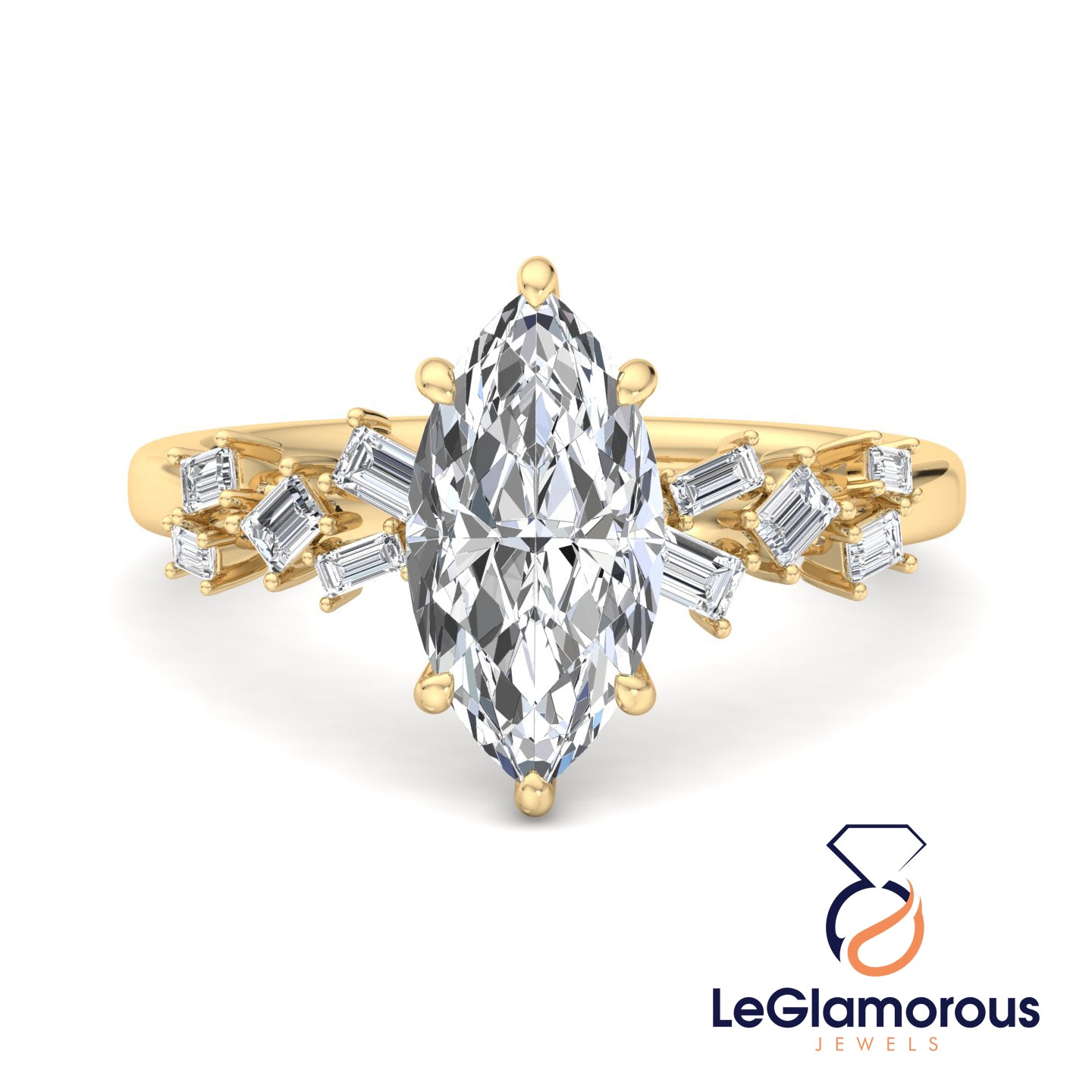 Marquise Cut Hideen Halo Pave Style Lab Grown Diamond Engagement Ring For Wedding Gift