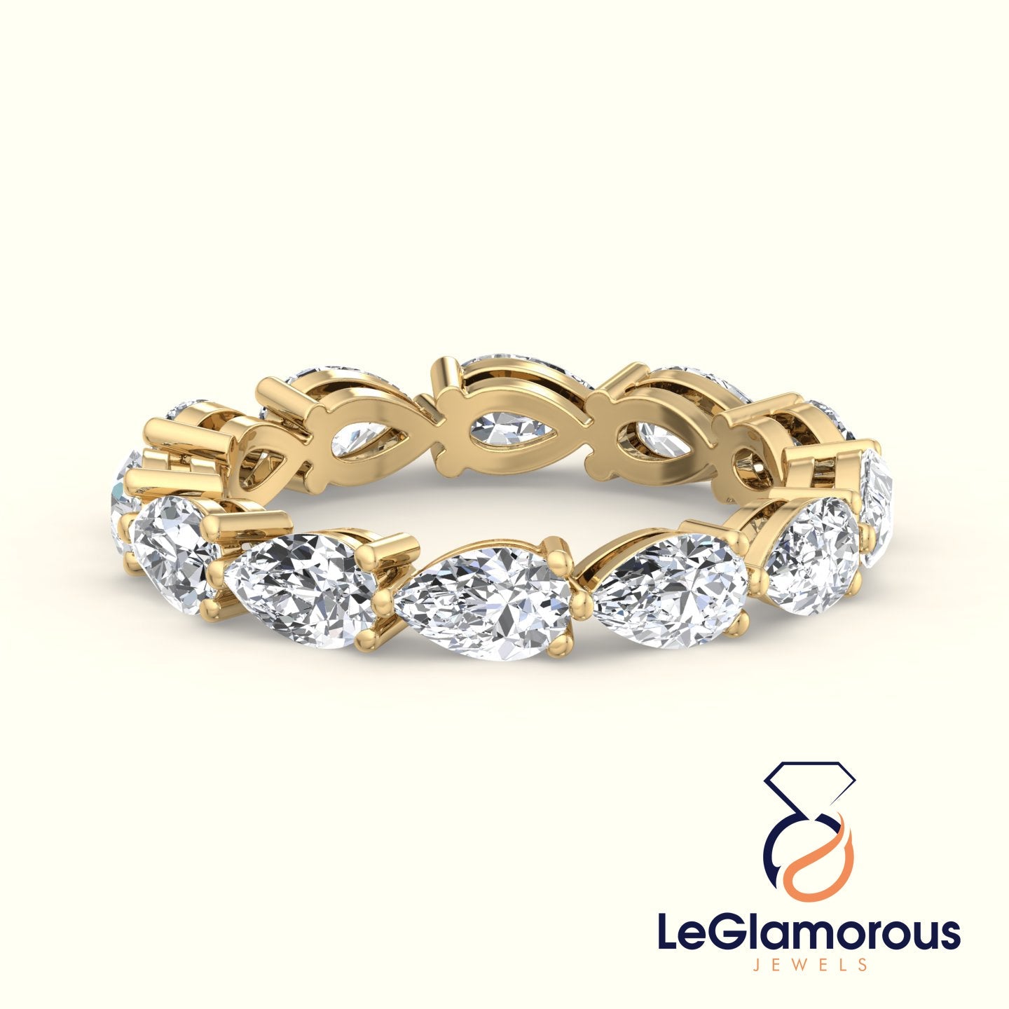 5*3 MM Pear Cut Lab Grown Diamond Full Eternity Band For Anniversary