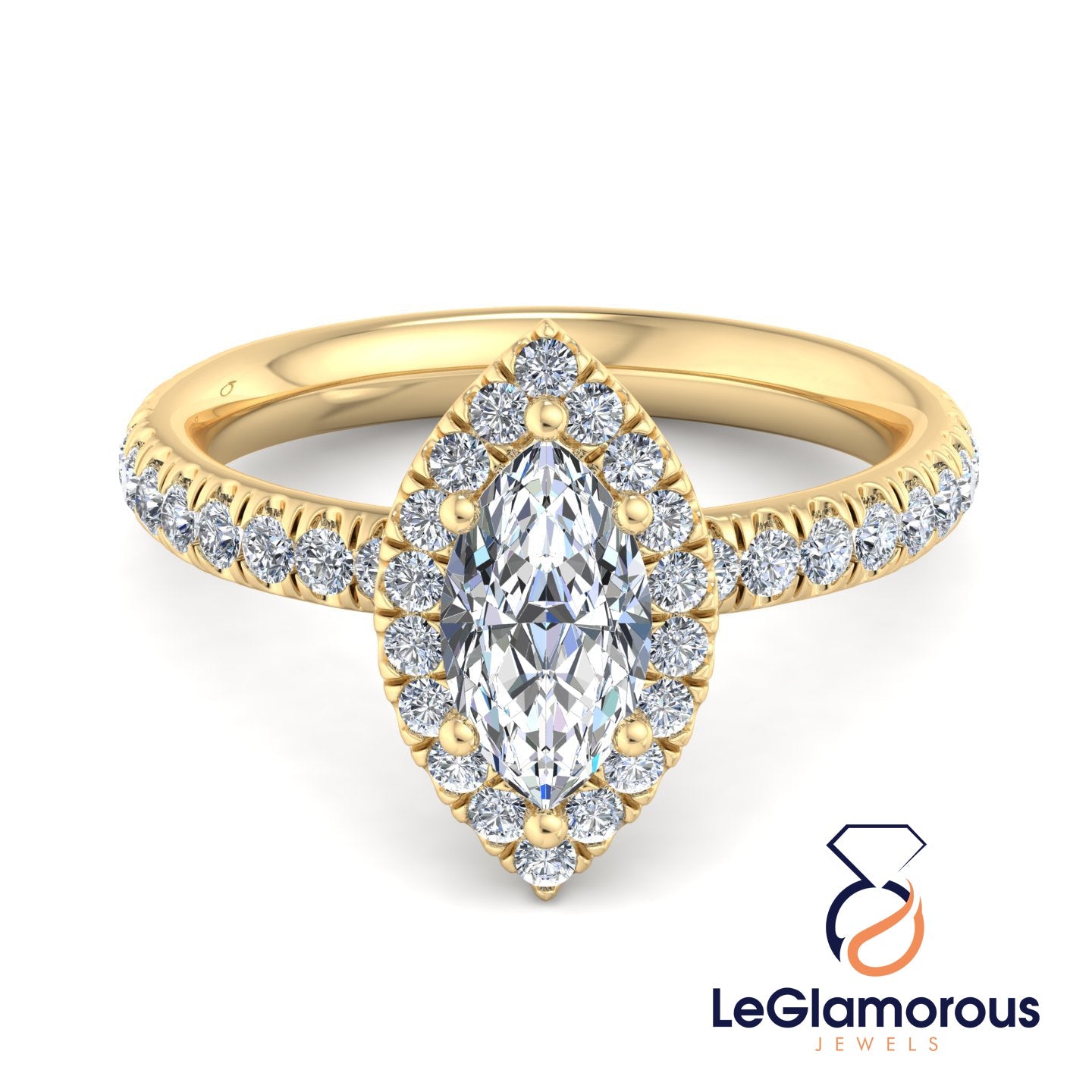 Marquise Lab Grown Diamond Halo Engagement Ring For Anniversary Gift