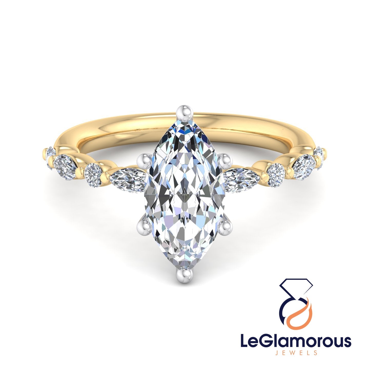 Marquise Cut Lab Grown Diamond Pave Setting Engagement Ring For Her