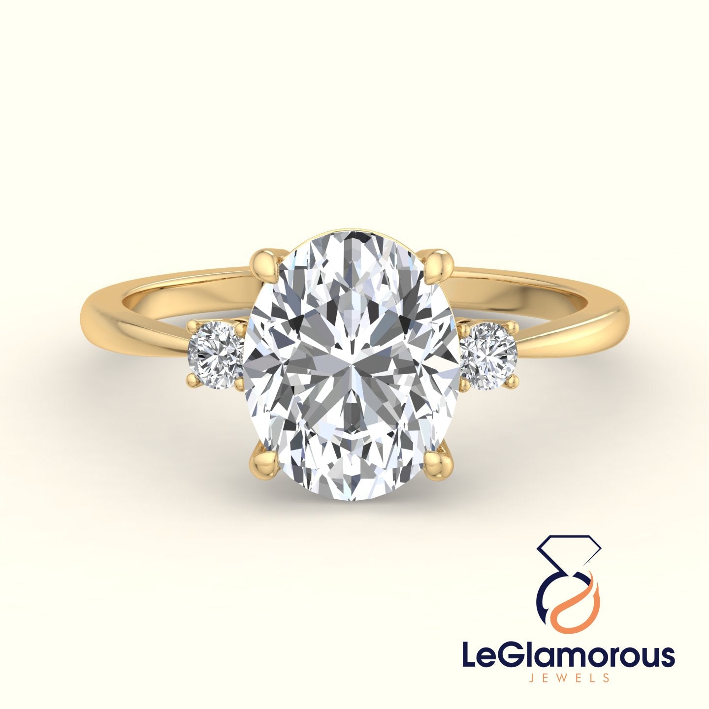 Oval Cut Three Stone Engagement Ring For Anniversary Gift