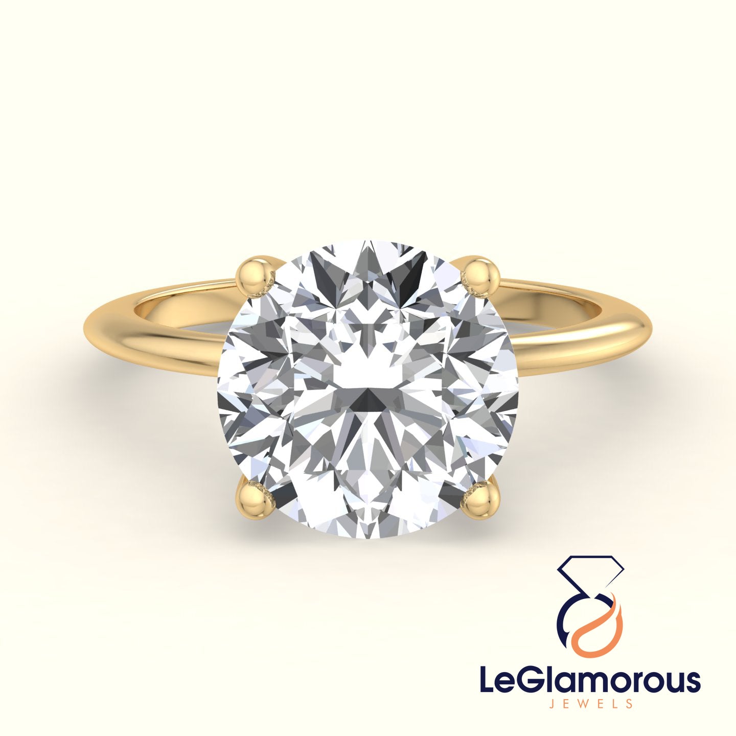 Round Solitaire Lab Grown Diamond Engagement Ring For Wedding Gift