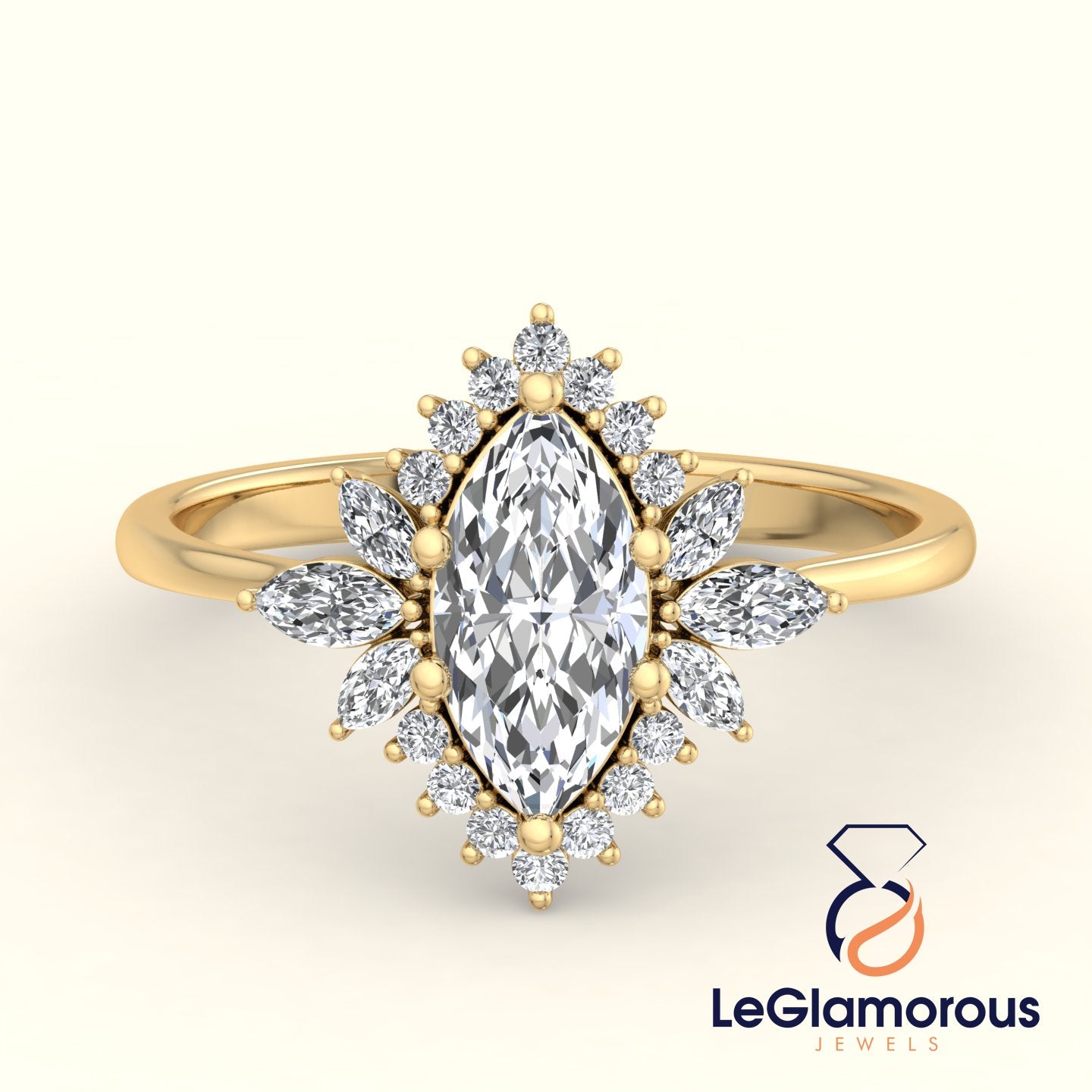 Vintage Engagement Ring, Marquise Cut Lab Grown Diamond Ring