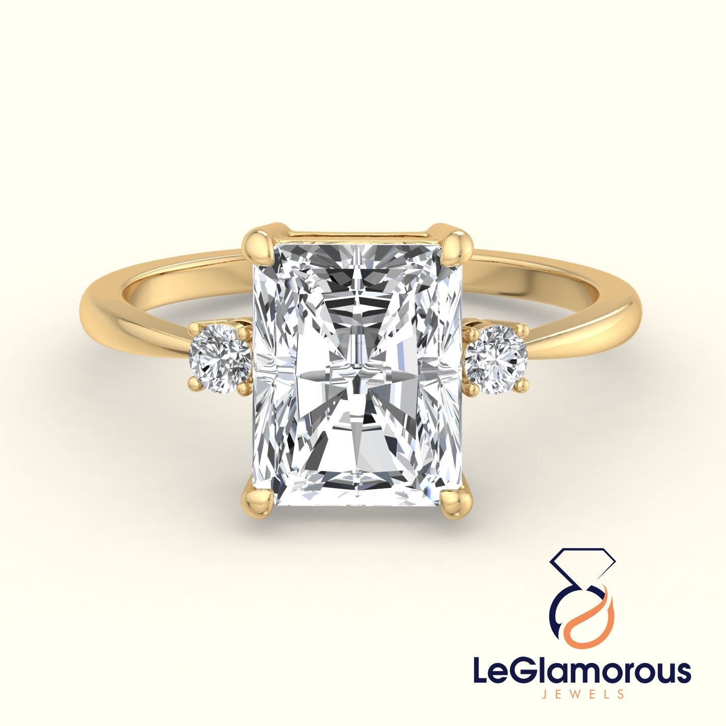 Radiant Cut Three Stone Engagement Ring For Wedding Gift