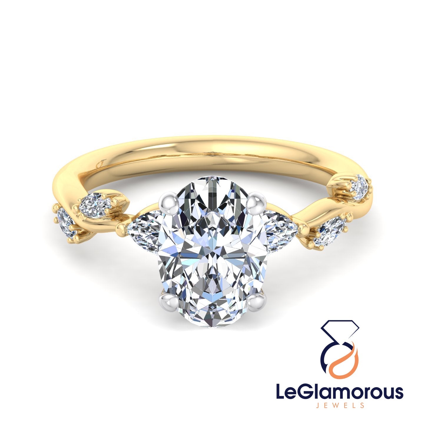 Oval Cut Lab Grown Diamond Pave Setting Engagement Ring For Anniversary Gift