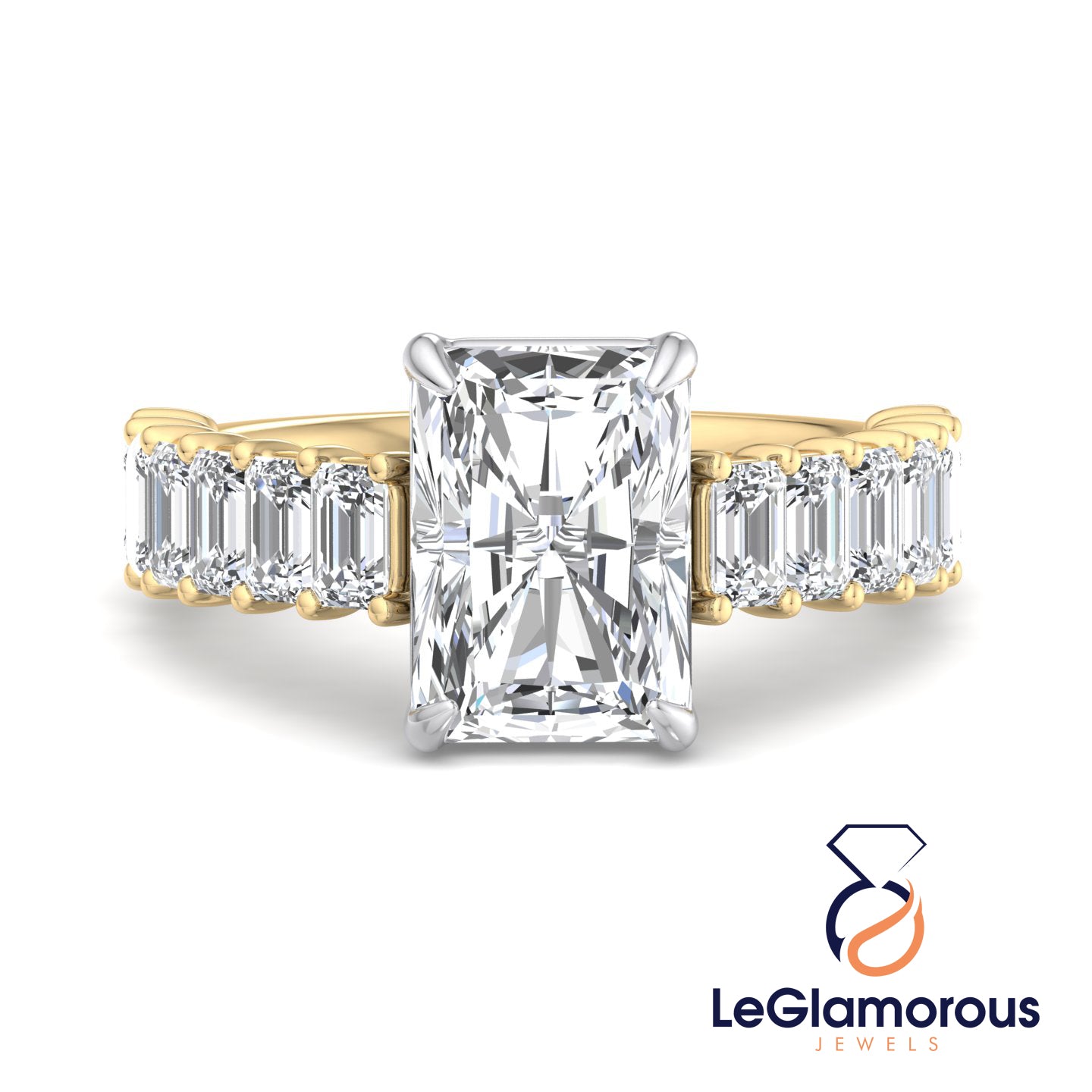 Radiant Cut Lab Grown Diamond Pave Setting Engagement Ring For Wedding Gift