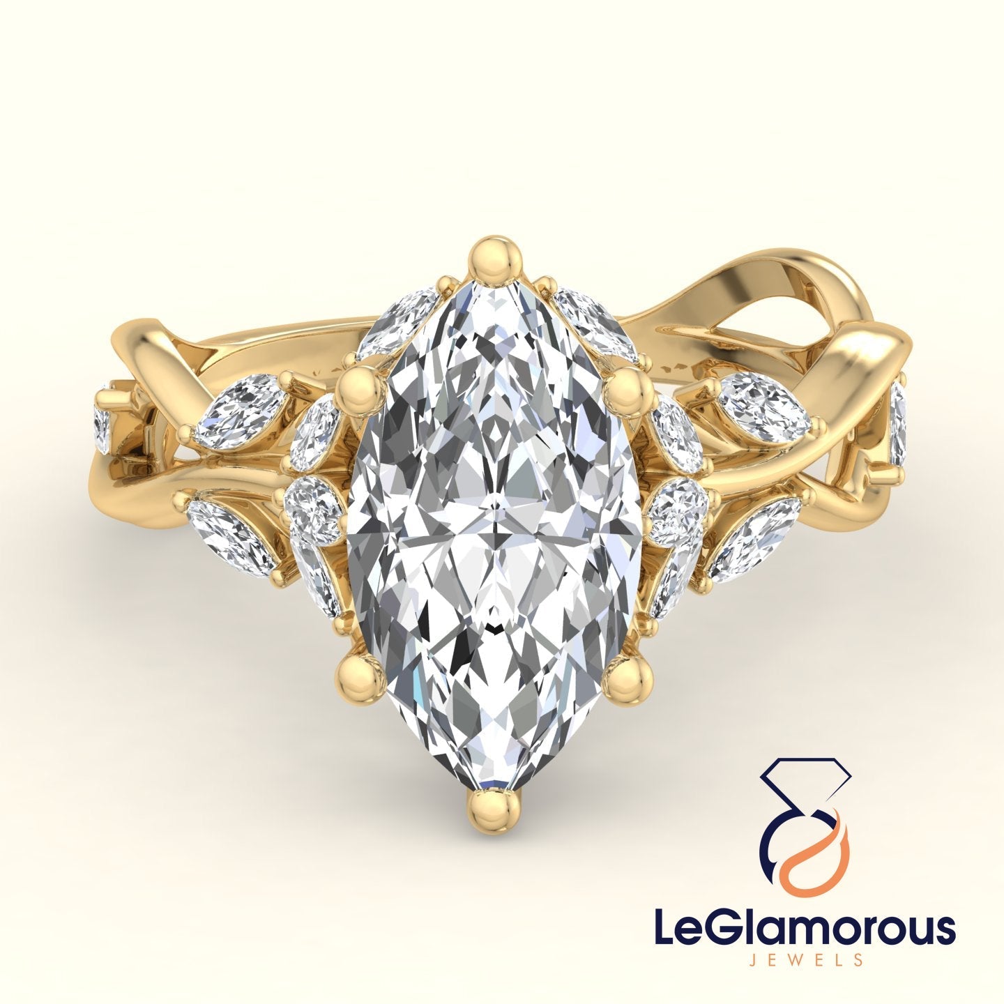 Flower Vintage Marquise Cut Moissanite Engagement Ring For Anniversary Gift