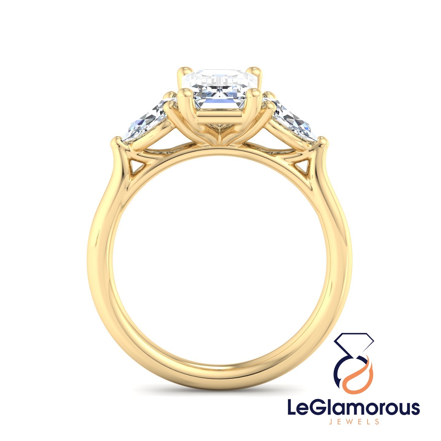 Emerald Cut Three Stone Engagement Ring For Wedding