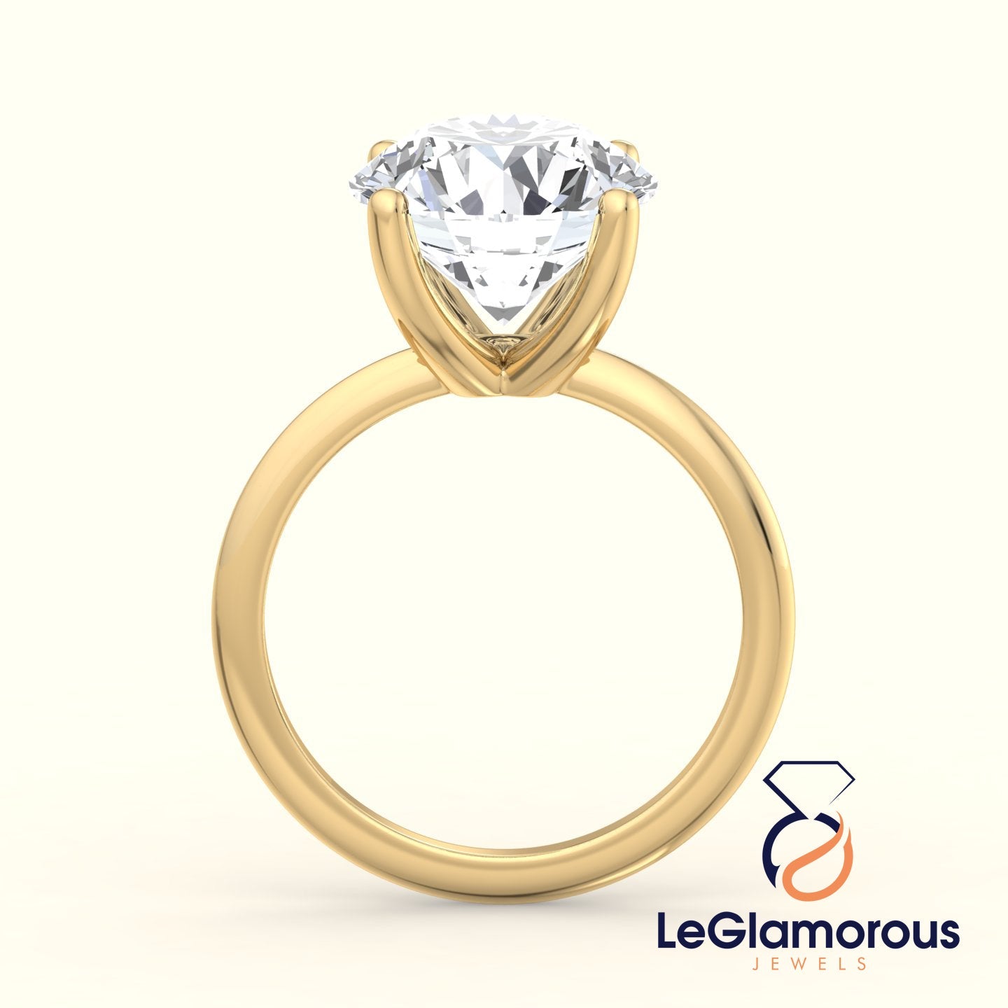 Round Solitaire Lab Grown Diamond Engagement Ring For Wedding Gift