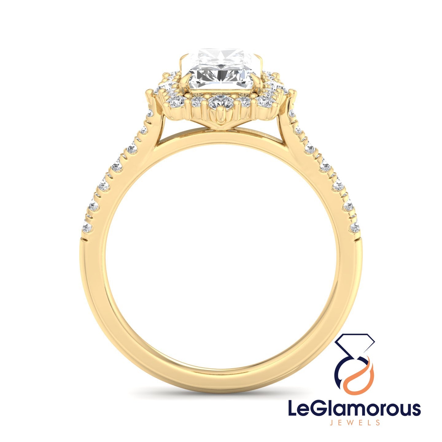 Radiant Cut Lab Grown Diamond Halo Engagement Ring For Anniversary