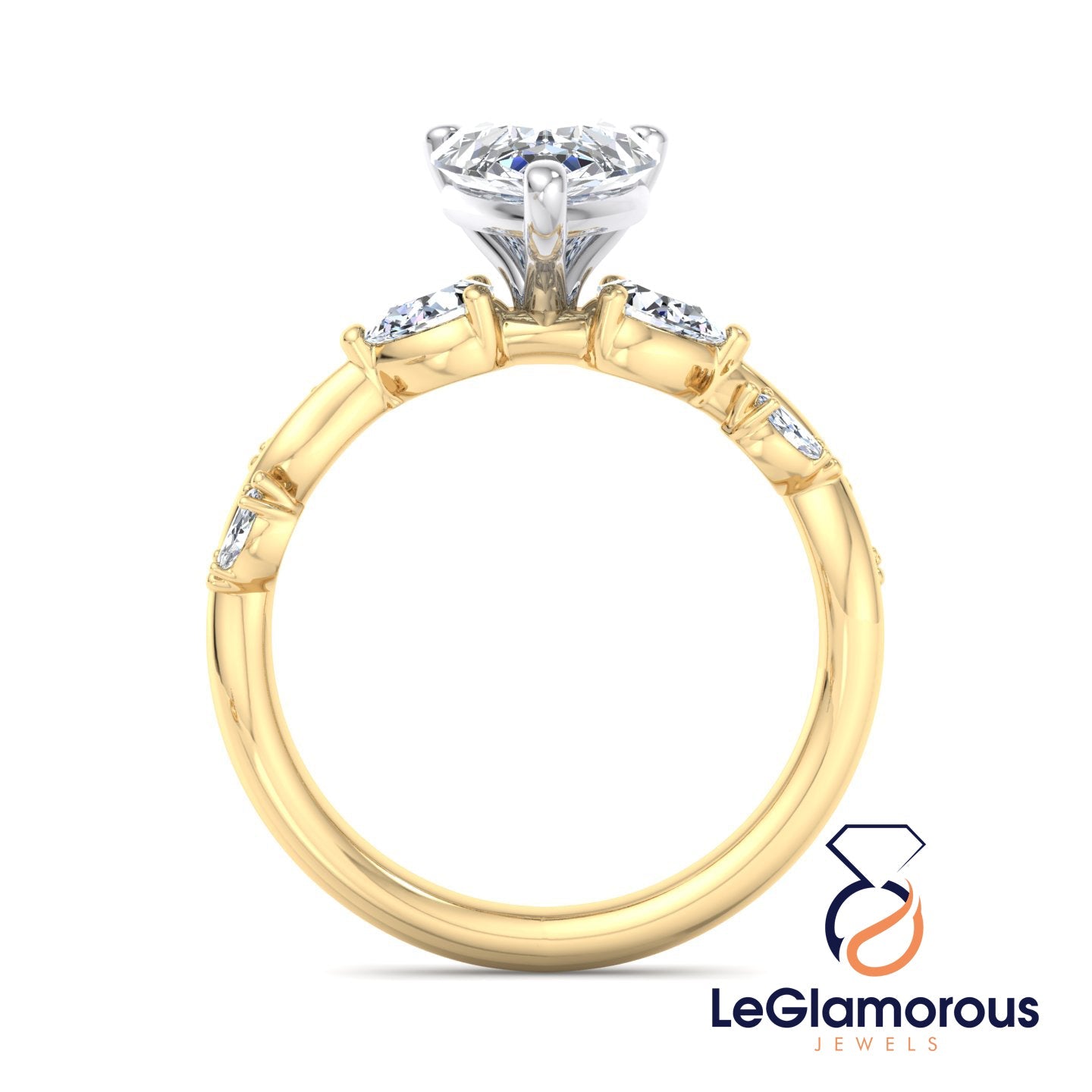 Pear Cut Lab Grown Diamond Pave Setting Engagement Ring For Anniversary Gift