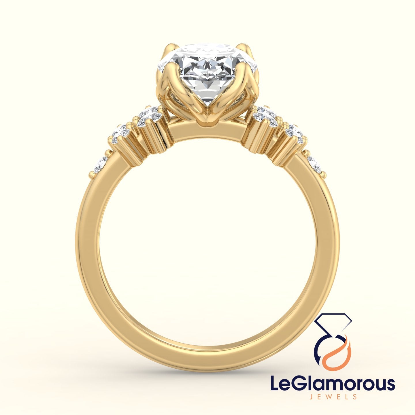 Oval Shaped Lab Grown Diamond Ring, IGI Certified Oval Cluster Engagement Ring