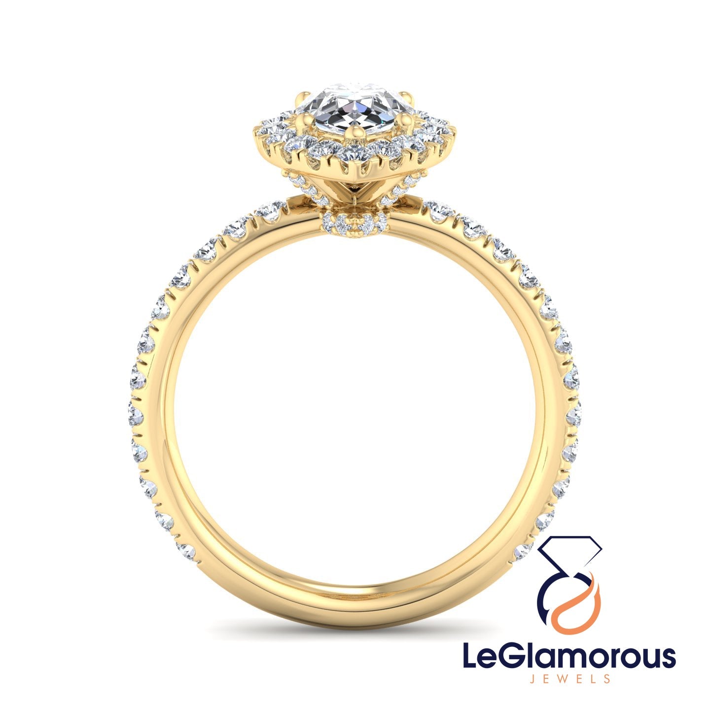 PearLab Grown Diamond Halo Engagement Ring For Anniversary Gift