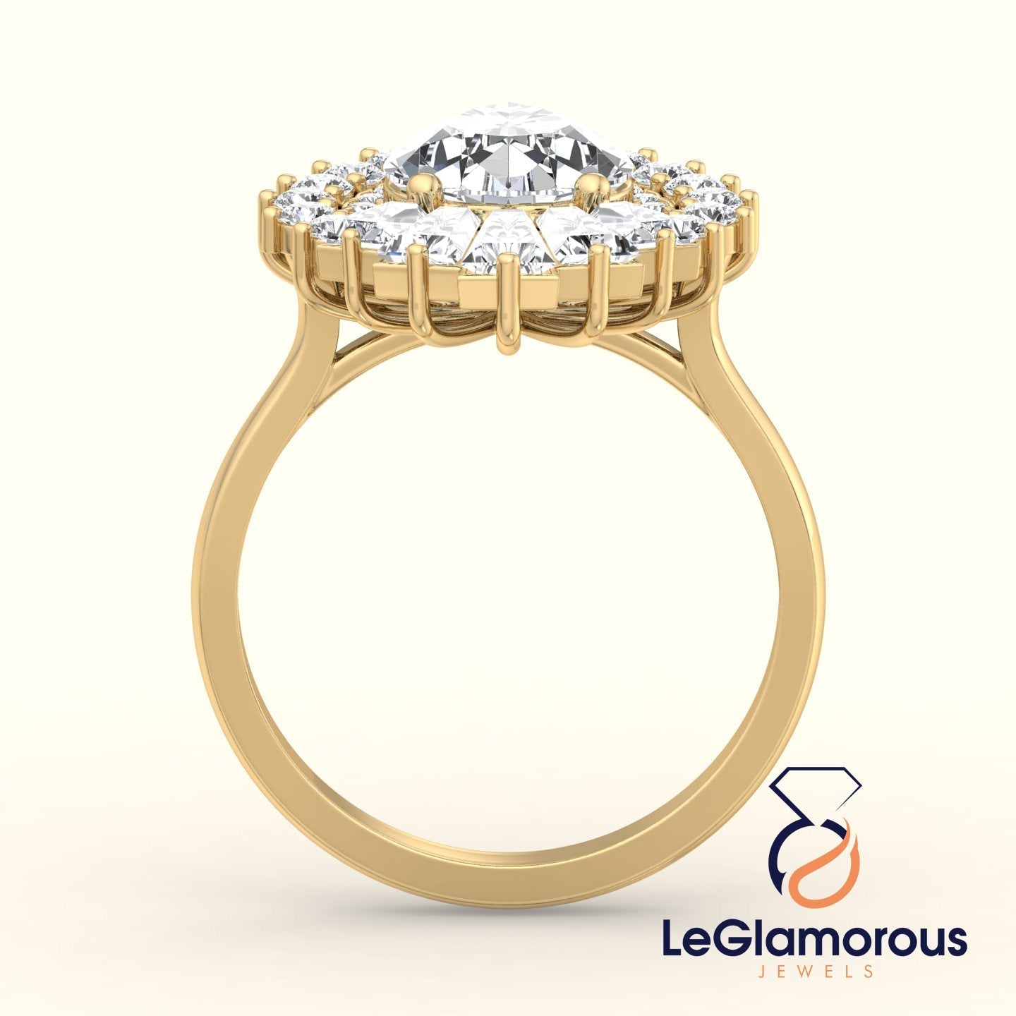 Pear Cut Doubel Halo Moissanite Diamond Engagement Ring For Anniversary Gift