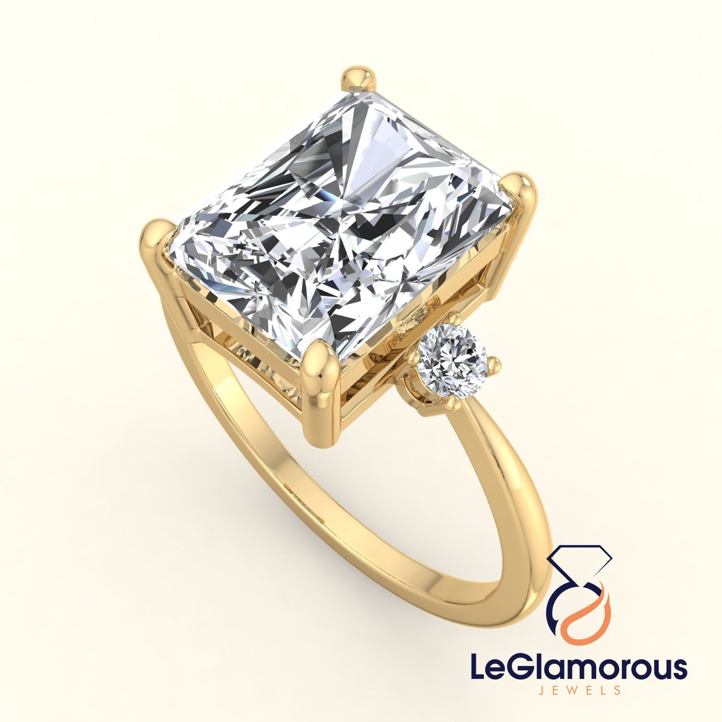 Radiant Cut Three Stone Engagement Ring For Wedding Gift