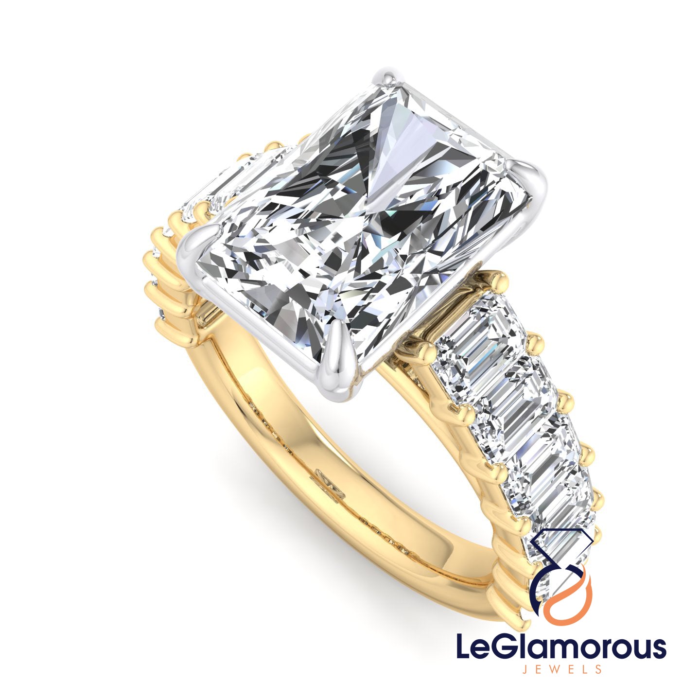 Radiant Cut Lab Grown Diamond Pave Setting Engagement Ring For Wedding Gift