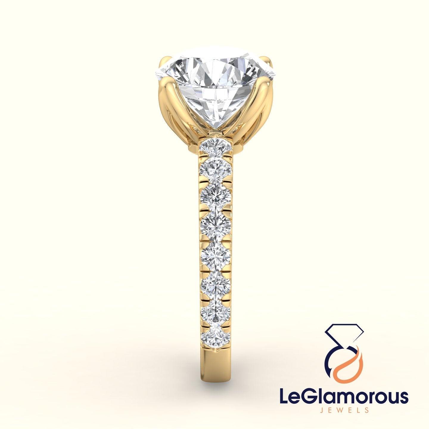 Round Cut Moissanite Diamond Pave Setting Engagement Ring For Christmas Gift