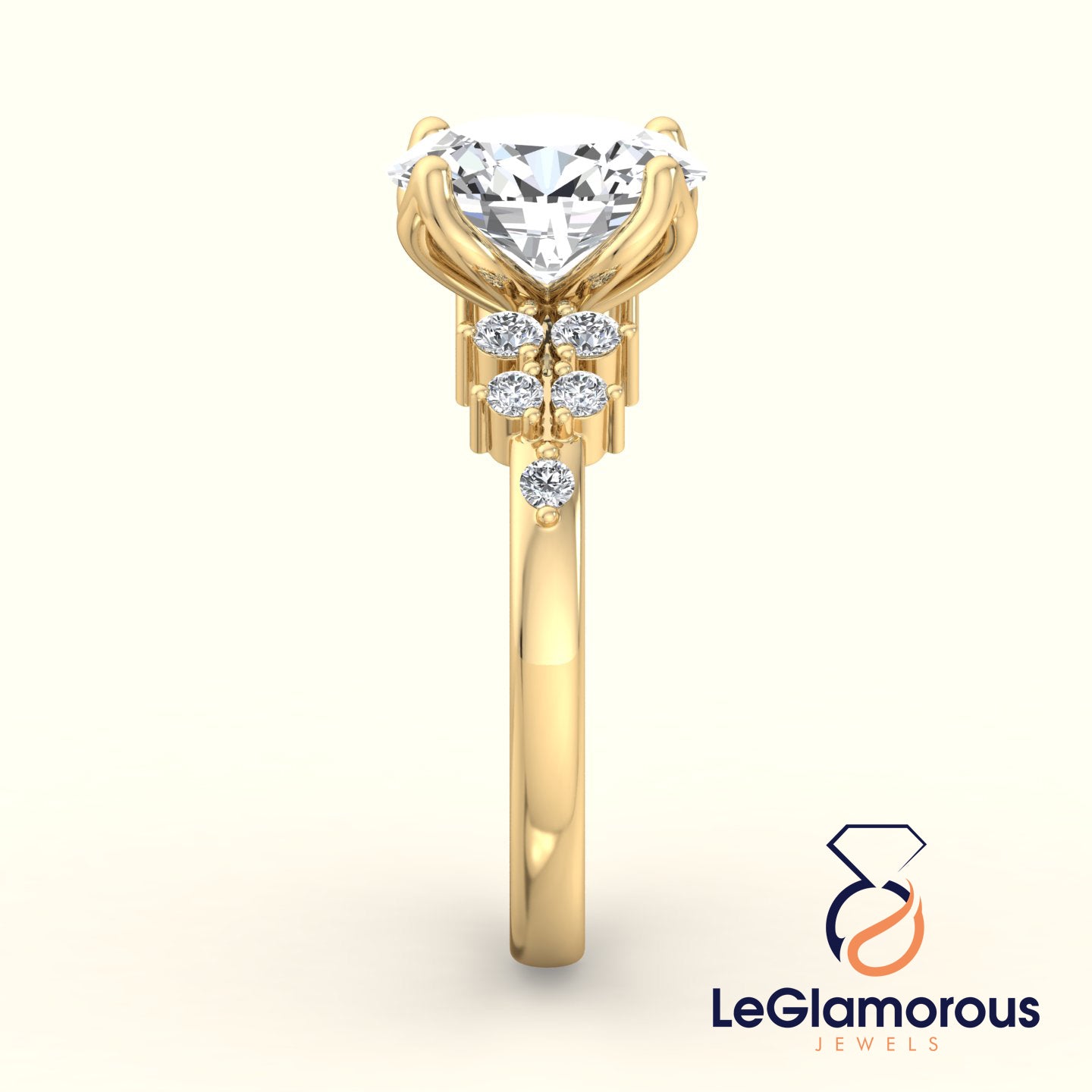 Oval Shaped Lab Grown Diamond Ring, IGI Certified Oval Cluster Engagement Ring