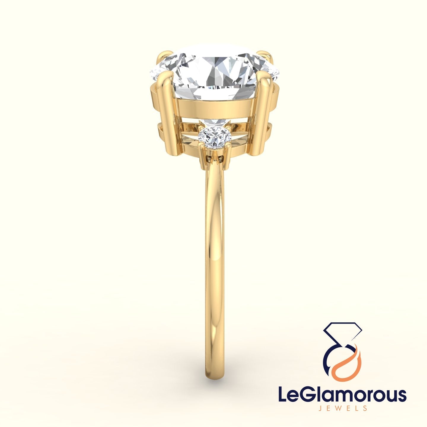 Round Cut Moissanite Three Stone Engagement Ring For Wedding Gift