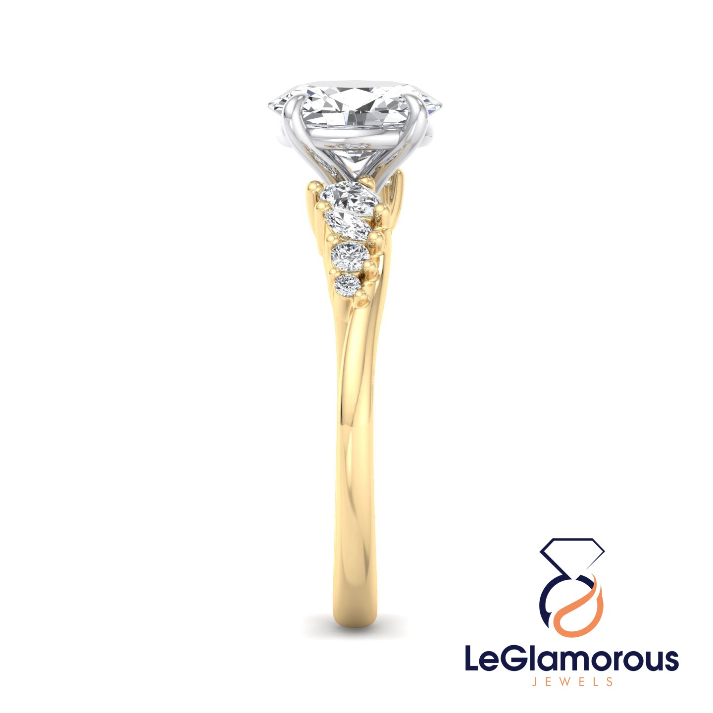 Oval Cut Pave Style Lab Grown Diamond Engagement Ring For Wedding Gift