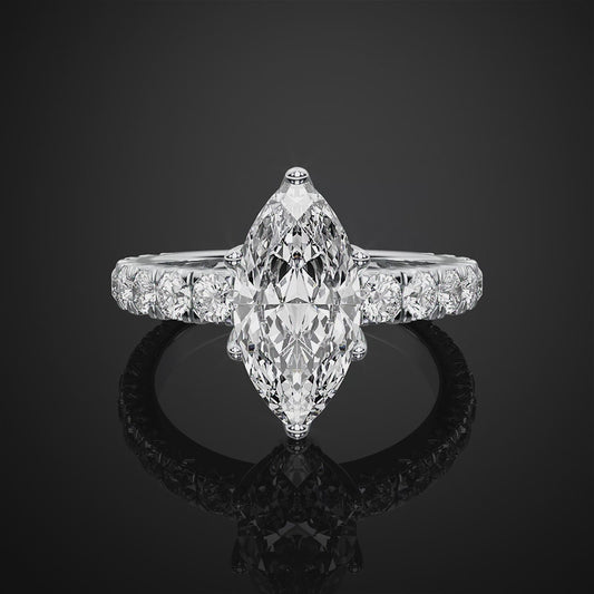 Marquise Cut Lab Grown Diamond Pave Setting Engagement Ring For Anniversay Gift