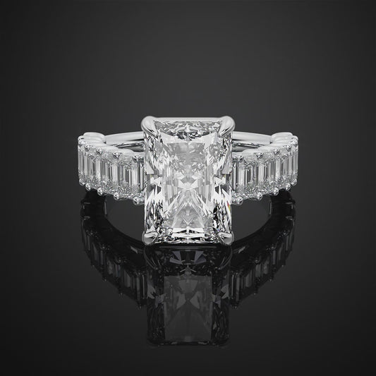 Radiant Cut Lab Grown Diamond Pave Setting Engagement Ring For Wedding Gift