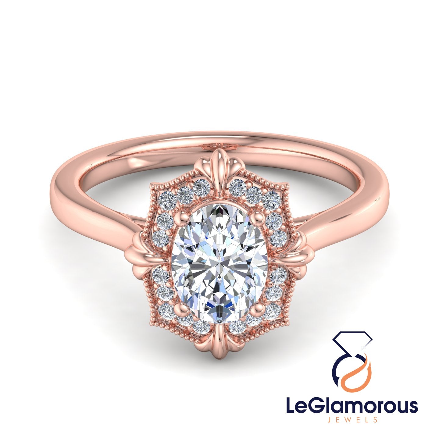 Vintage Oval Cut Lab Grown Diamond Engagement Ring For Anniversay
