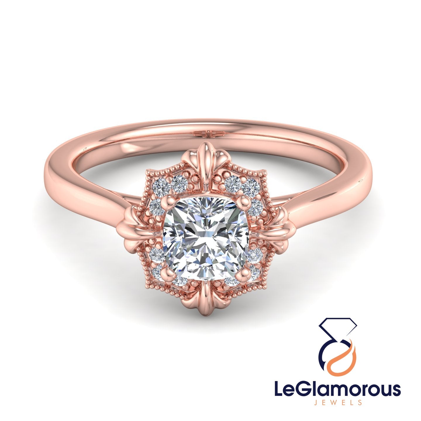 Vintage Cushion Cut Lab Grown Diamond Engagement Ring For Anniversay