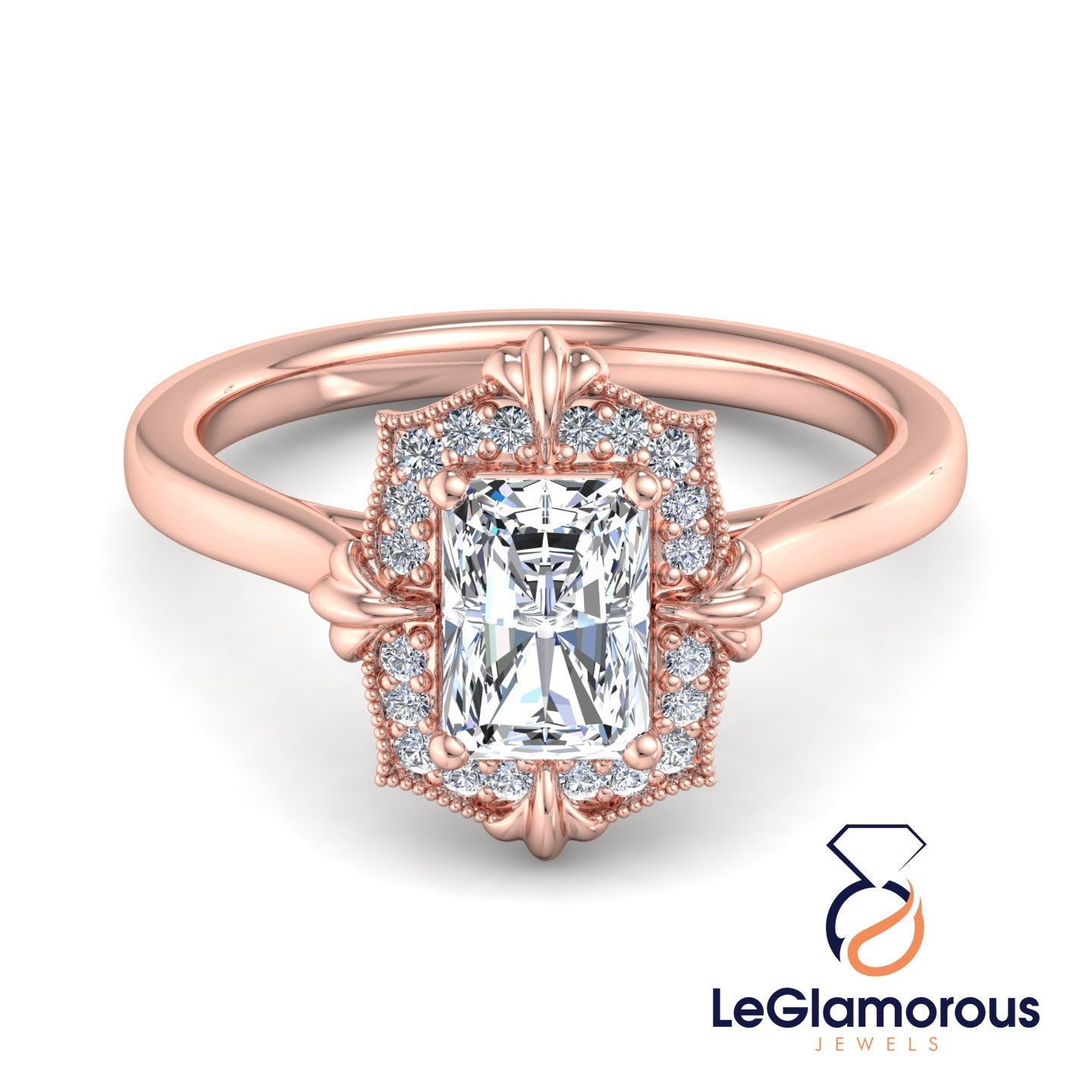 Vintage Radiant Cut Lab Grown Diamond Engagement Ring For Anniversay