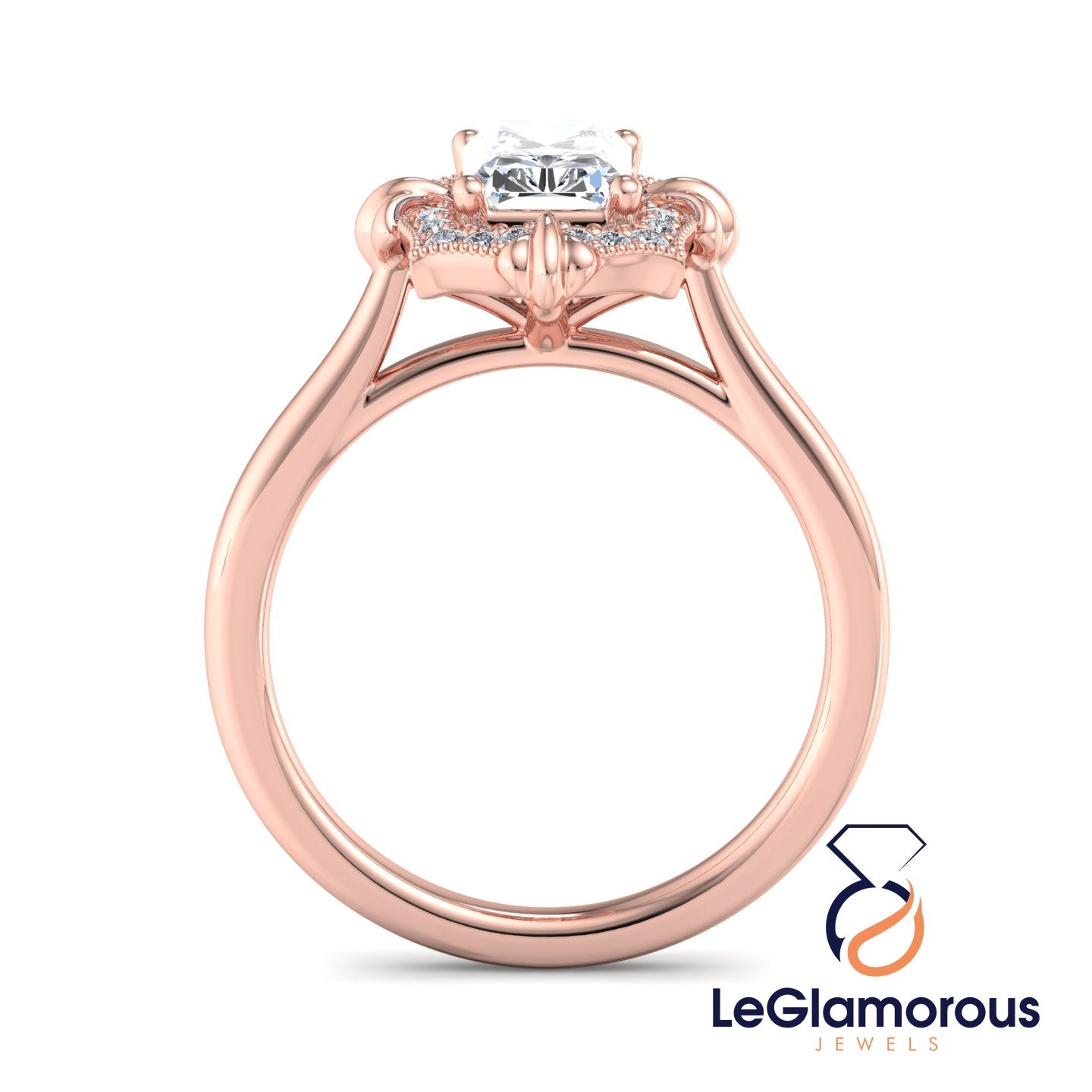Vintage Radiant Cut Lab Grown Diamond Engagement Ring For Anniversay