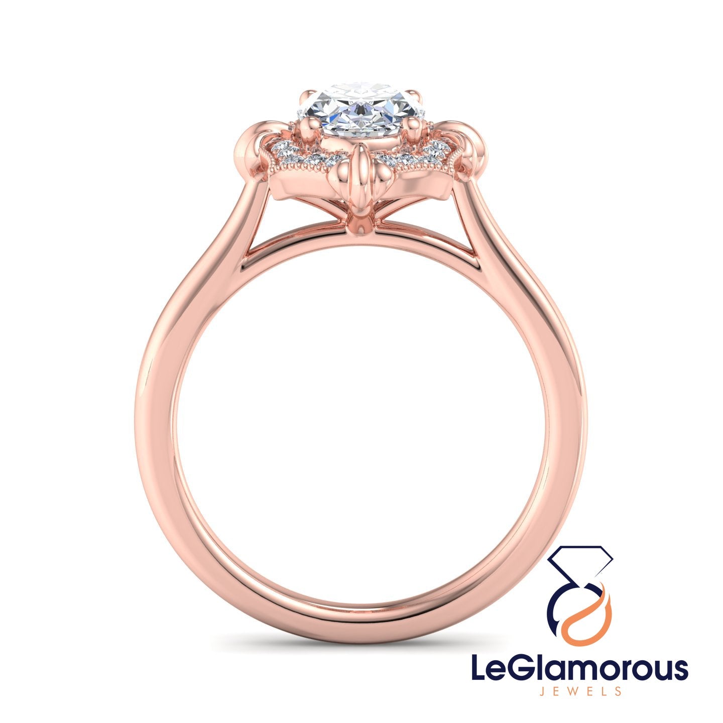 Vintage Oval Cut Lab Grown Diamond Engagement Ring For Anniversay