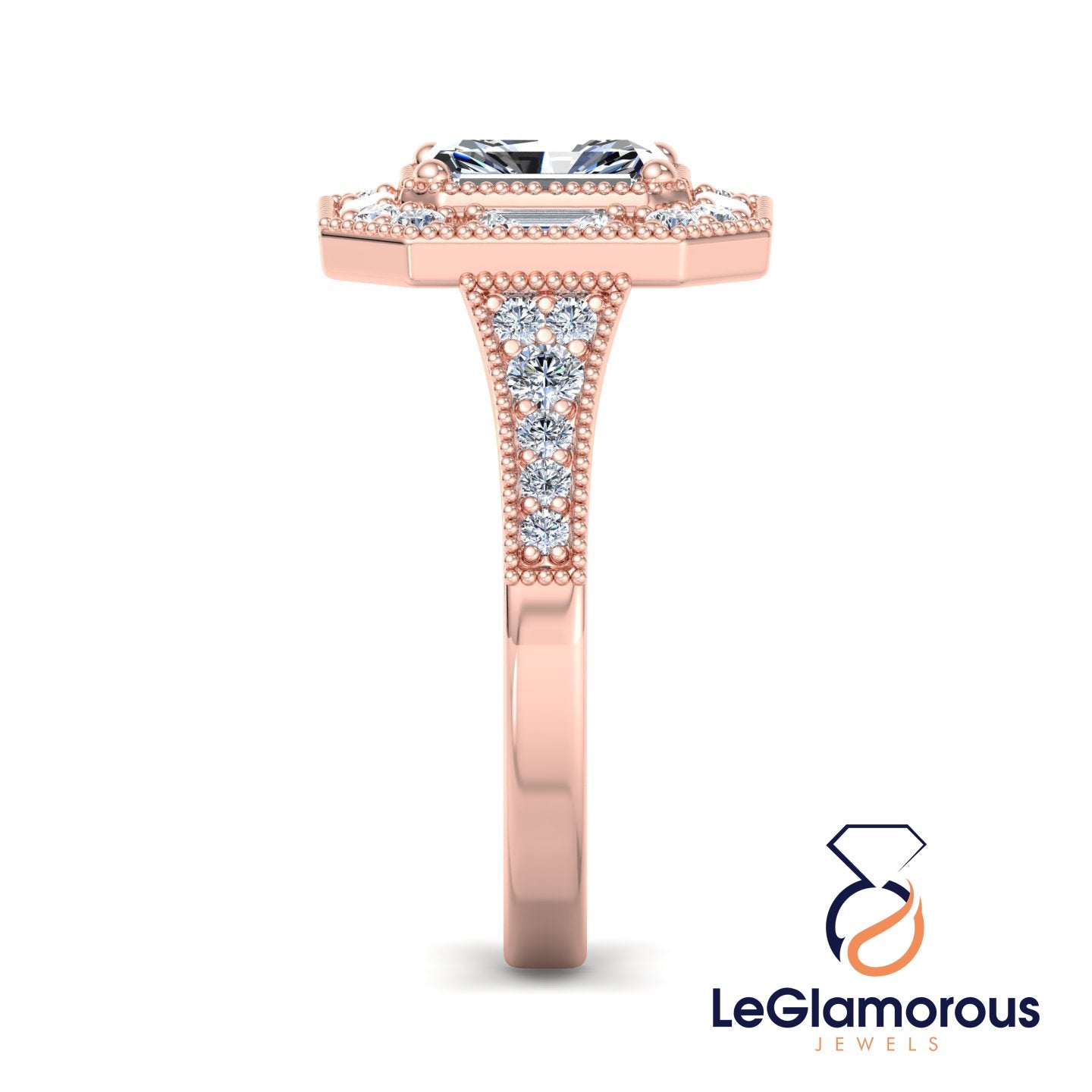 Radiant Cut Halo Lab Grown Diamond Engagement Ring For Anniversary Gift