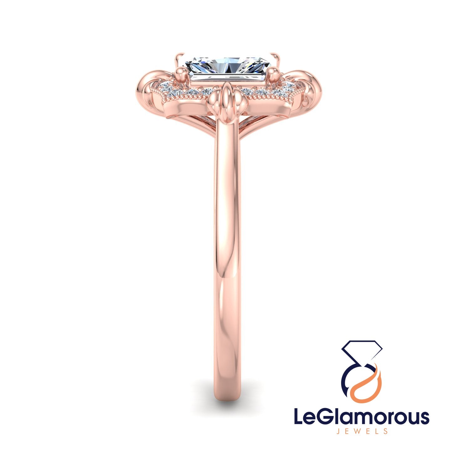 Vintage Radiant Cut Lab Grown Diamond Engagement Ring For Anniversay