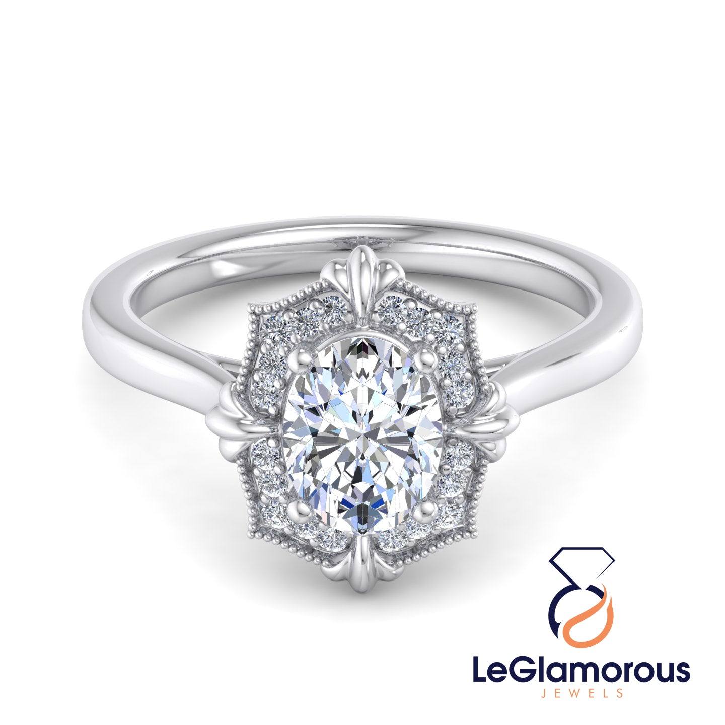 Vintage Oval Cut Lab Grown Diamond Engagement Ring For Anniversay