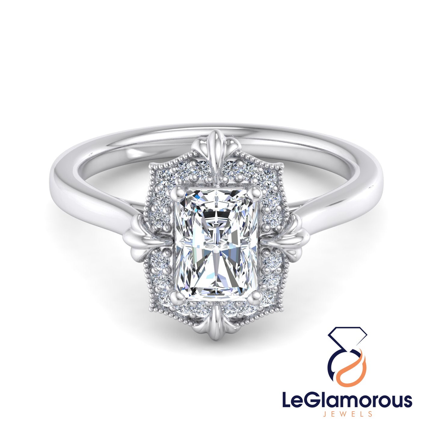 Vintage Radiant Cut Lab Grown Diamond Engagement Ring For Anniversay