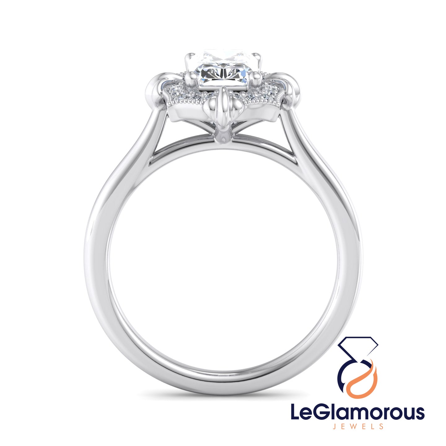 Vintage Radiant Cut Lab Grown Diamond Engagement Ring For Anniversay