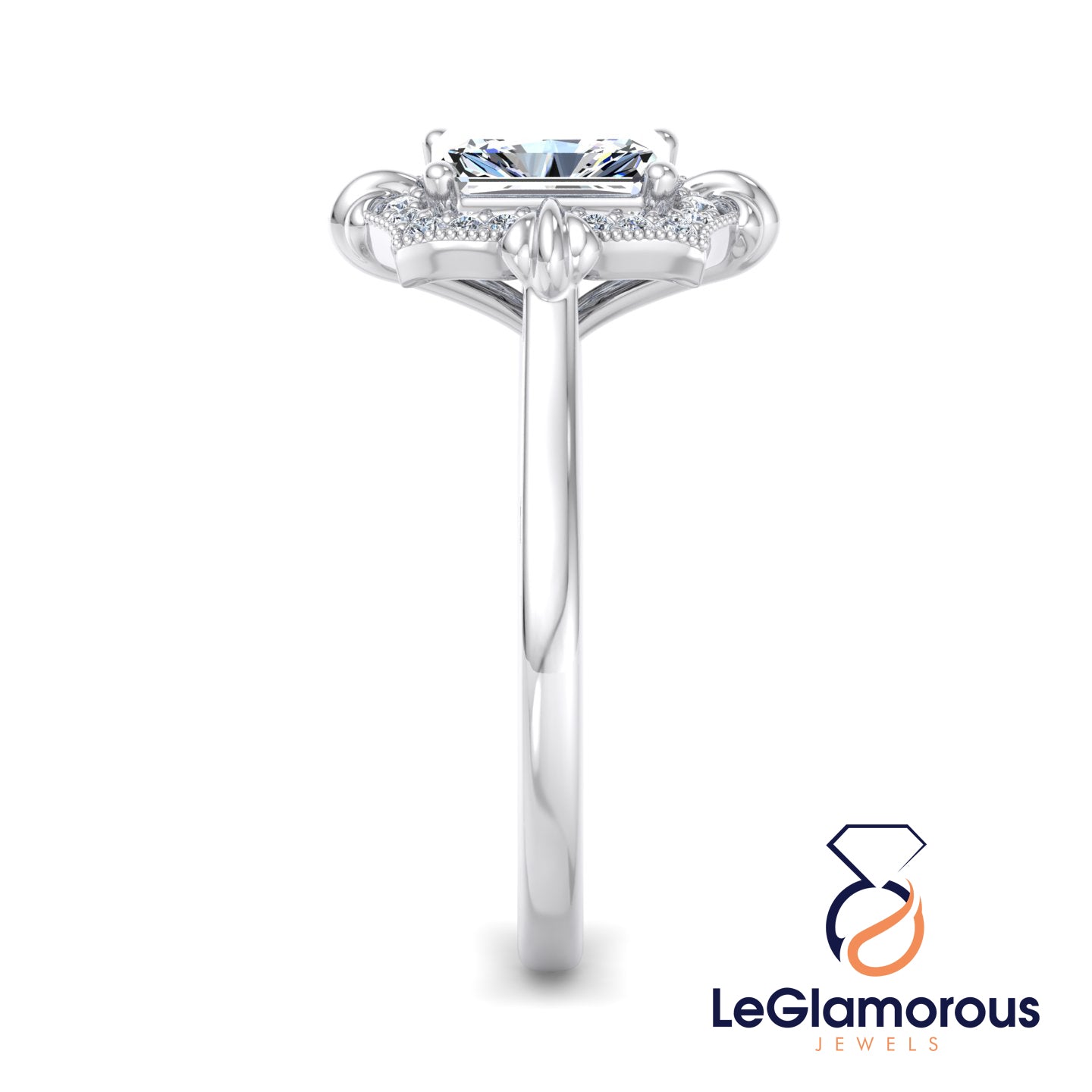 Vintage Radiant Cut Lab Grown Diamond Engagement Ring For Anniversay