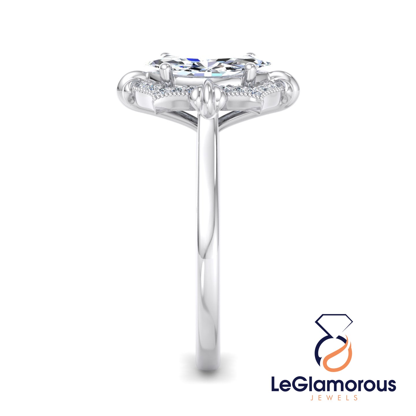 Vintage Marquise Cut Lab Grown Diamond Engagement Ring For Her
