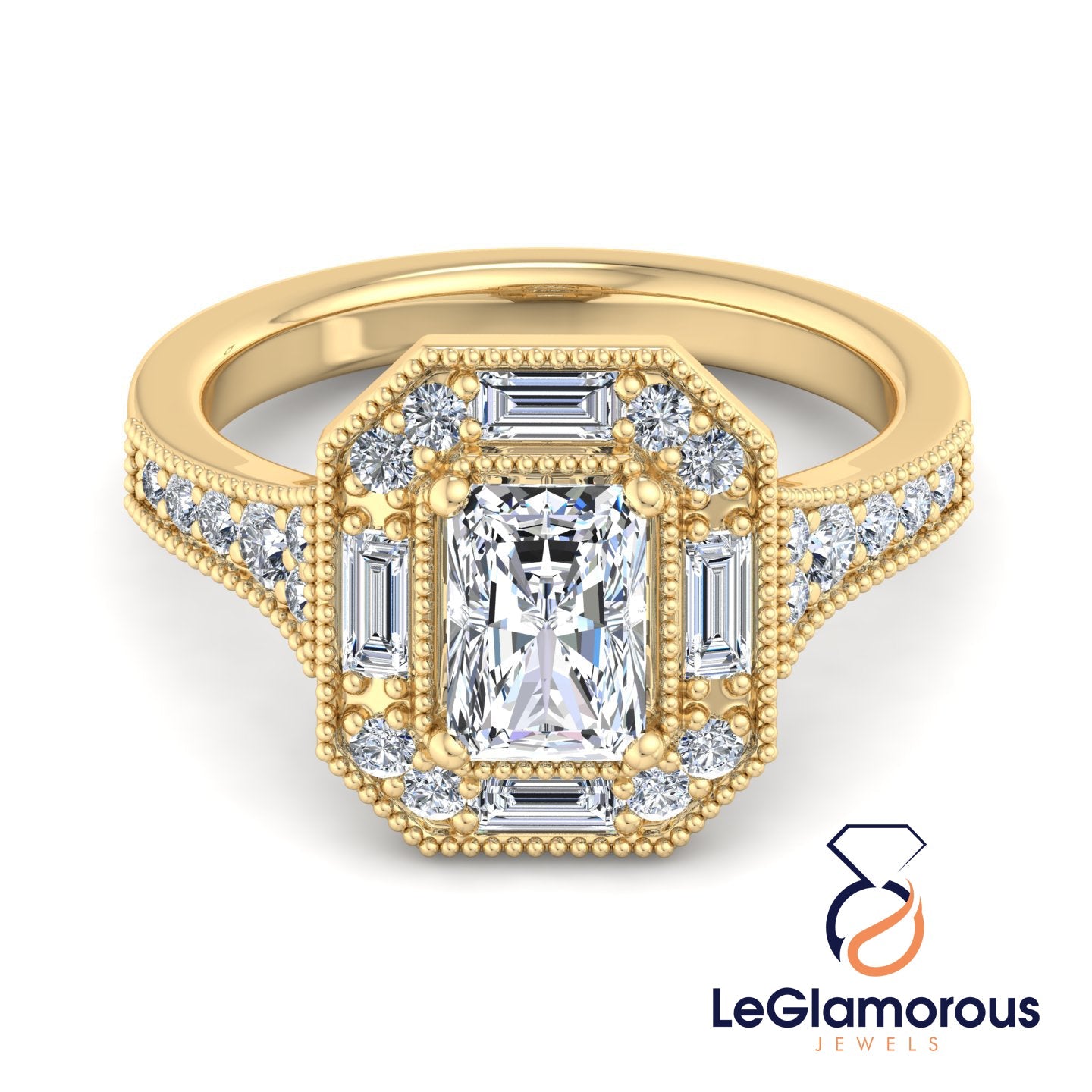 Radiant Cut Halo Lab Grown Diamond Engagement Ring For Anniversary Gift