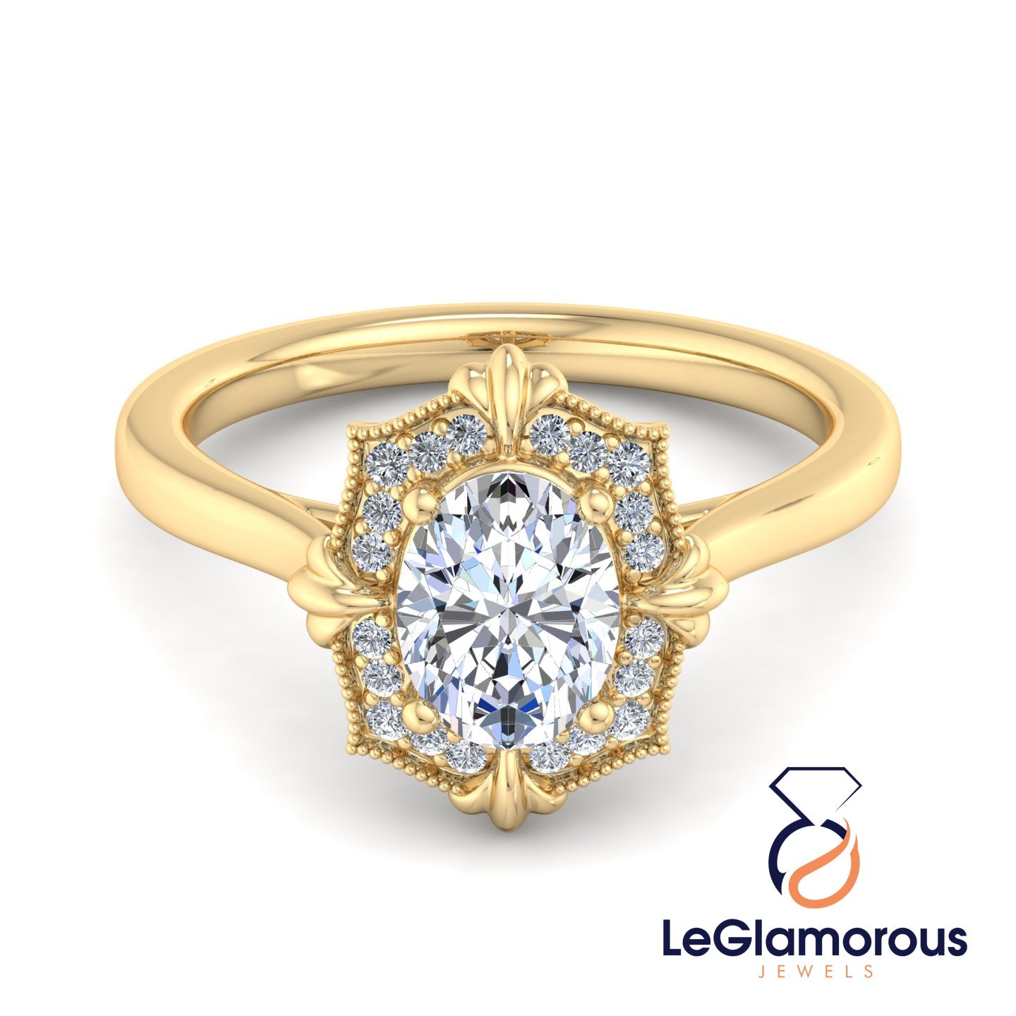 Vintage Oval Cut Lab Grown Diamond Engagement Ring For Anniversay